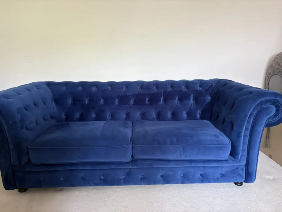 MADE Electric Blue Velvet Branagh 2 Seater Chesterfield Sofa,