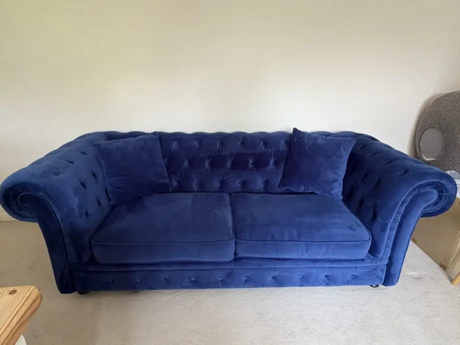 MADE Electric Blue Velvet Branagh 2 Seater Chesterfield Sofa,