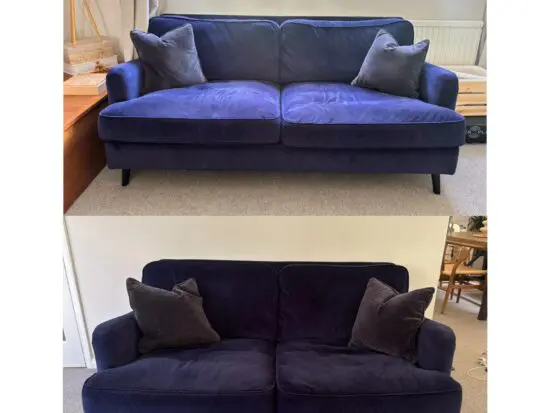 Navy Blue Velvet Made.com Sofa Set 3 Seater & 2 Seater Scandi Classic