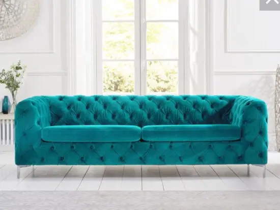 Alegra Teal Plush 3 Seater Sofa. Used but really good