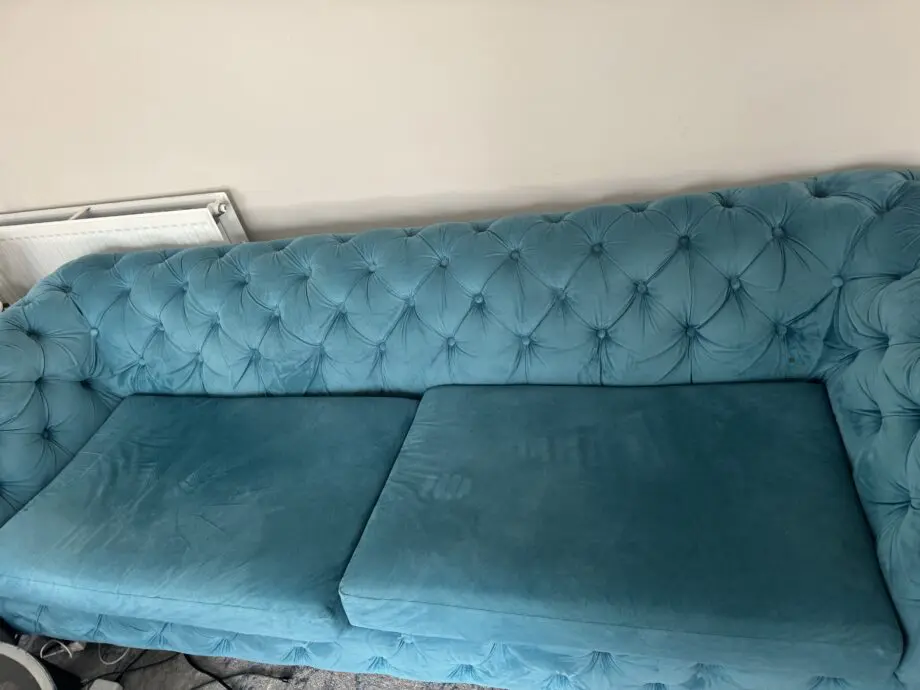 Alegra Teal Plush 3 Seater Sofa. Used but really good
