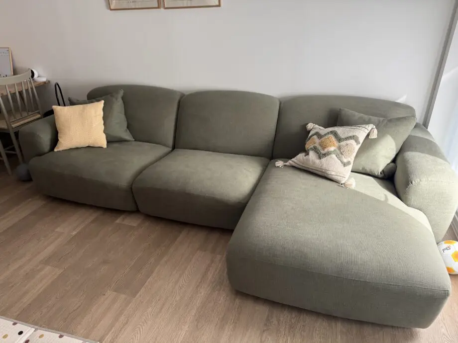 Squishblocks Modular Chaise Sofa Large right hand in Hedgerow Clever Laundered Linen