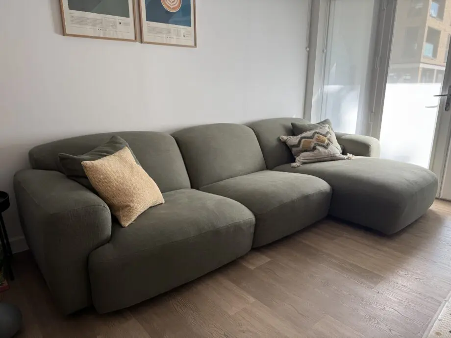 Squishblocks Modular Chaise Sofa Large right hand in Hedgerow Clever Laundered Linen