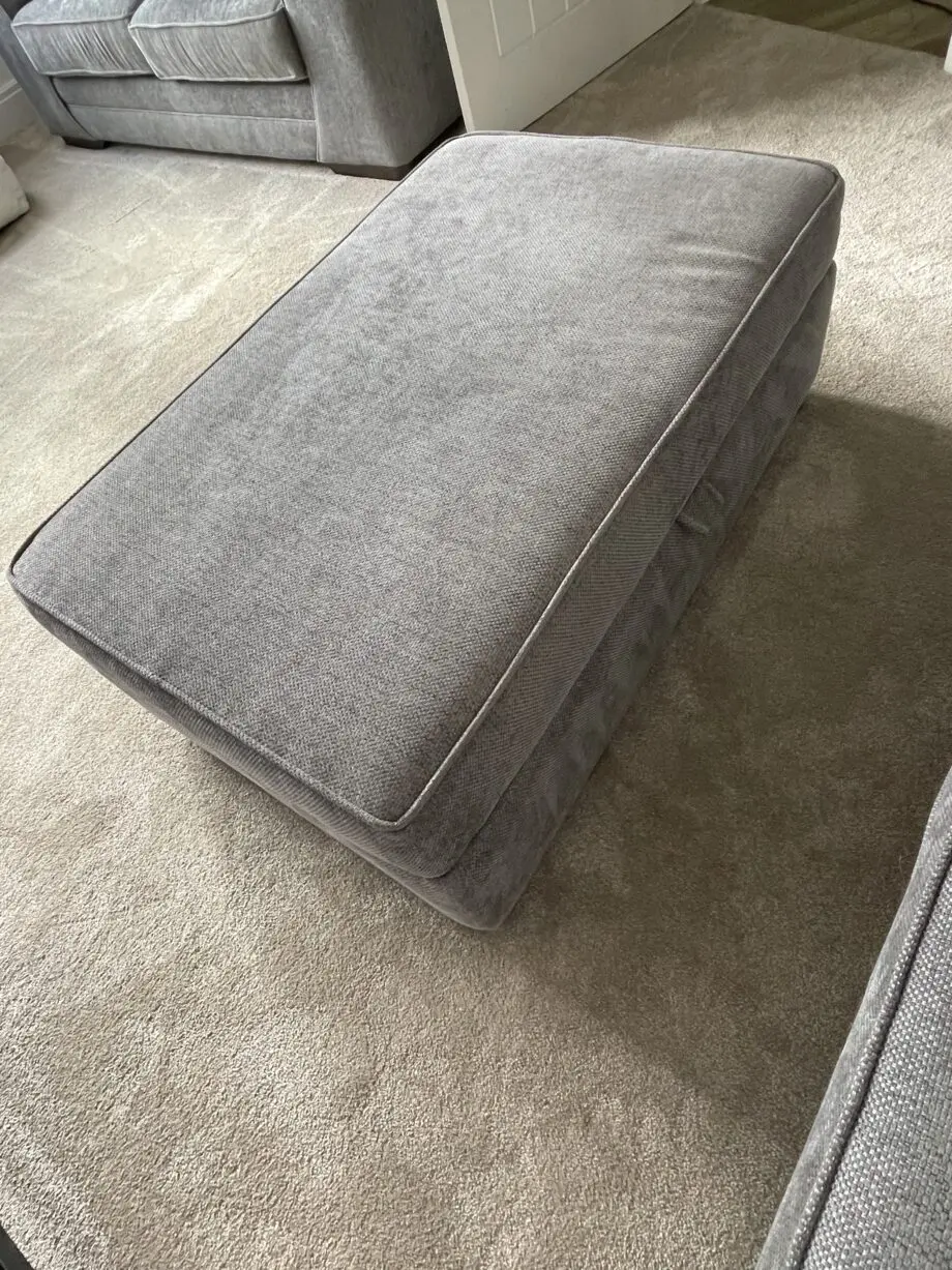 Scs grey sofas and footstools