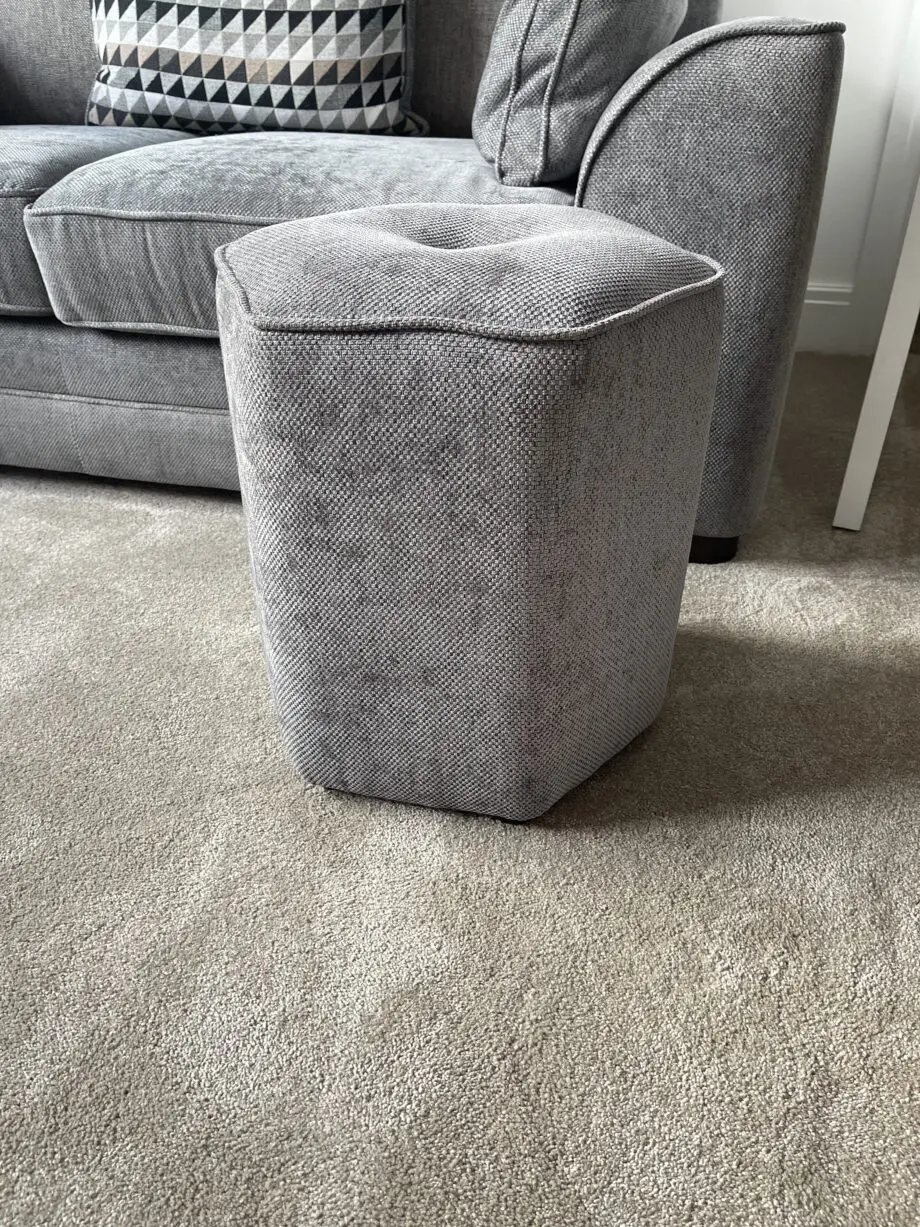 Scs grey sofas and footstools