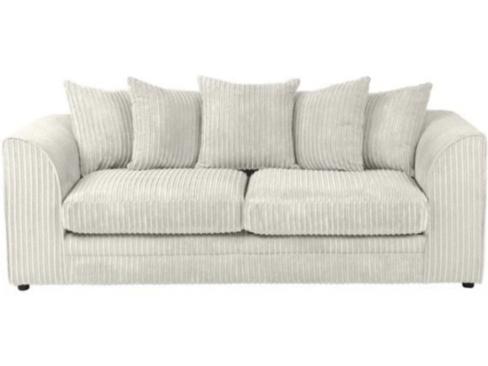 LENNOX 3 SEATER SOFA - CREAM / SUPER-SOFT JUMBO CORD WITH SCATTER BACK CUSHIONS