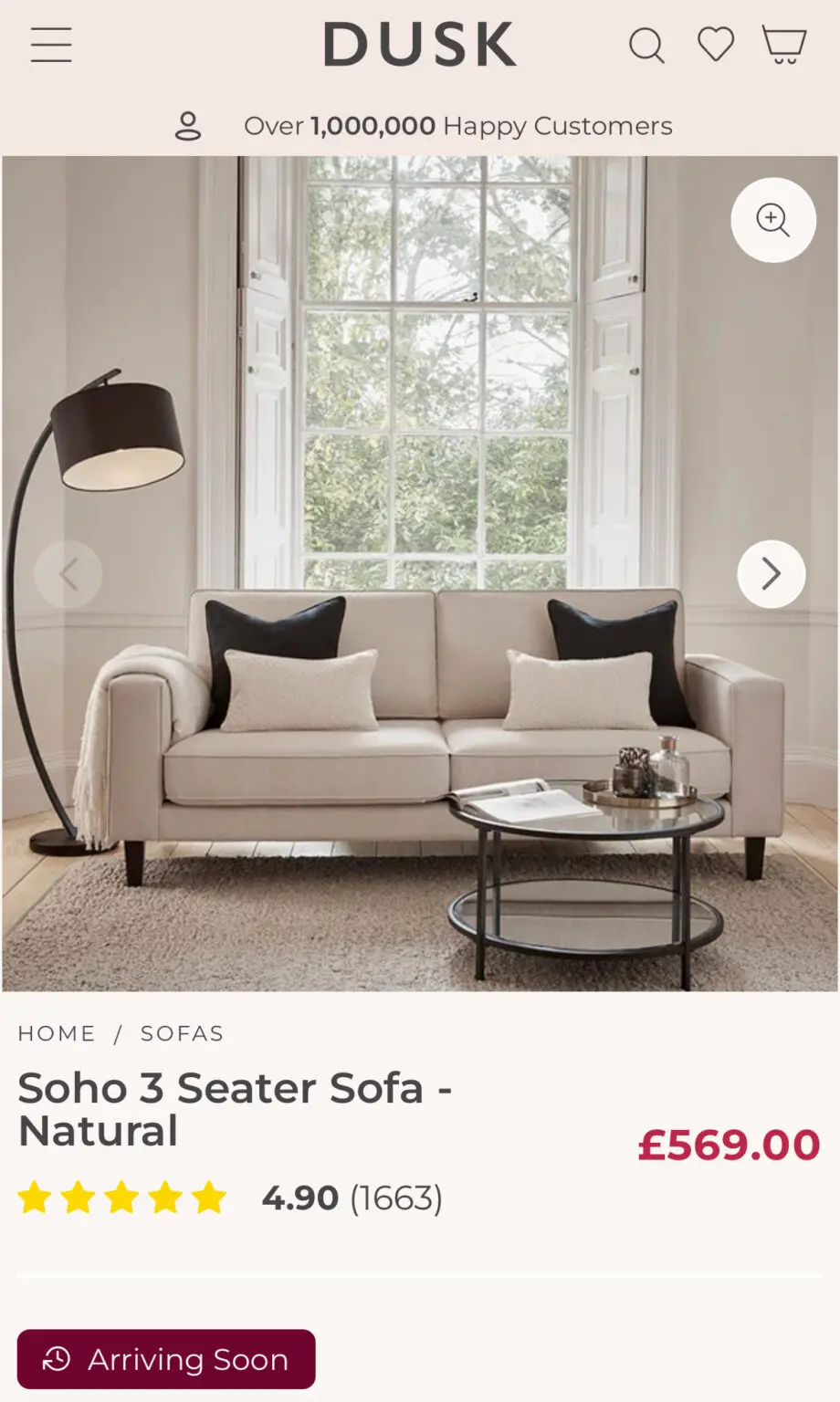 Dusk Soho Sofa - Brand New