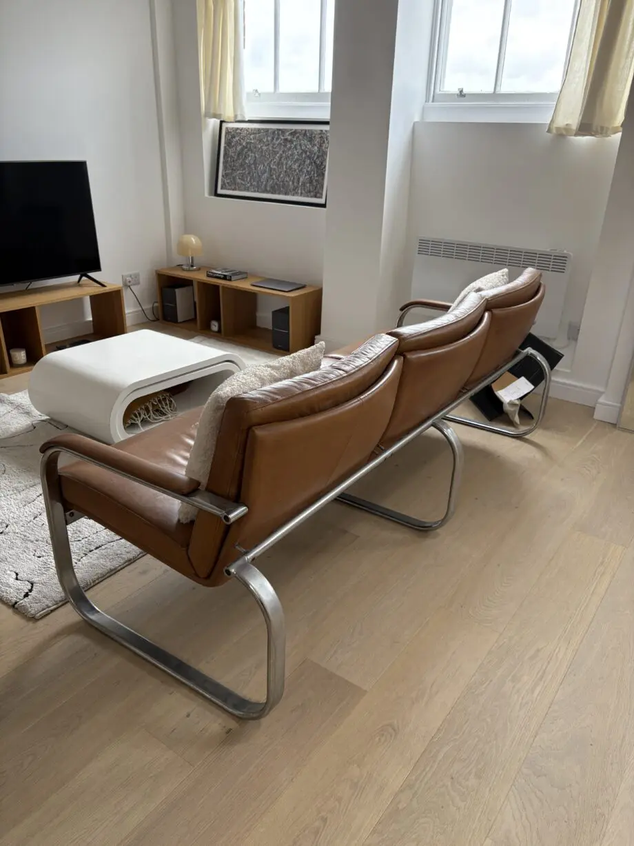 Rare Vintage Leather Chrome Sofa
