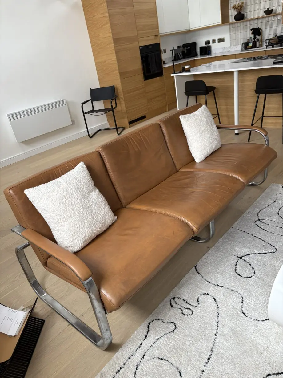 Rare Vintage Leather Chrome Sofa