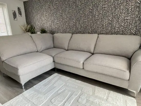Furniture Village Grey Legend Classic Back Fabric Corner Sofa
