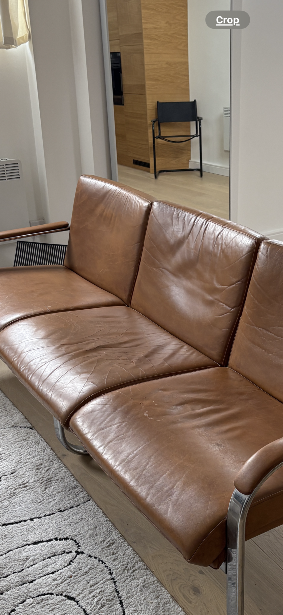 Rare Vintage Leather Chrome Sofa