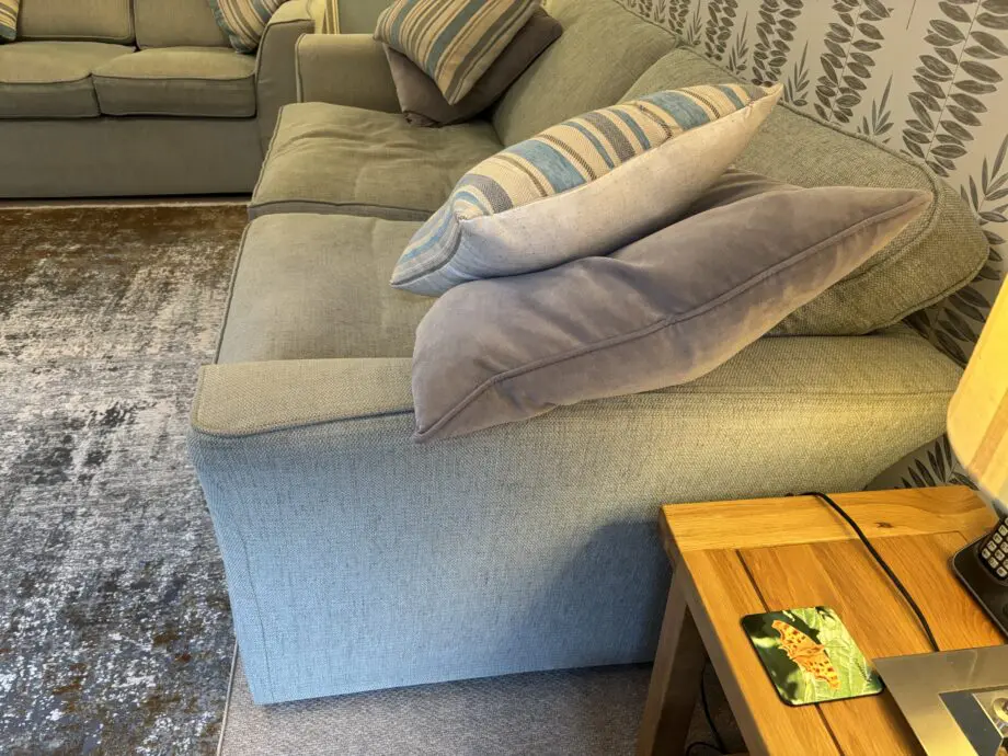 Sofa Workshop - suite of 2 and 3 seater sofas in duck egg green