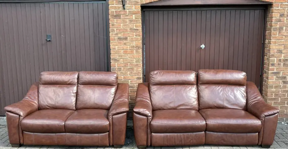 Genuine Leather Sofa Set – 3 Seater Electric Recliner + 2 Seater – Excellent Condition