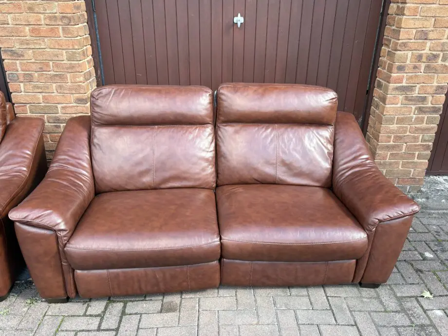 Genuine Leather Sofa Set – 3 Seater Electric Recliner + 2 Seater – Excellent Condition