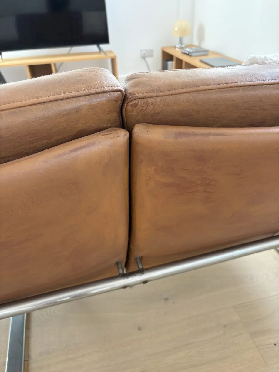 Rare Vintage Leather Chrome Sofa