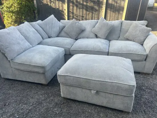 Silver L shape sofa