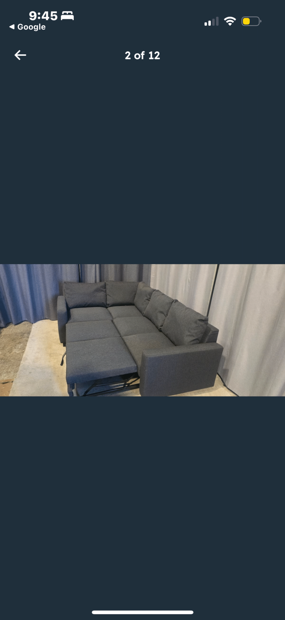Right-hand Corner Sofa Bed with storage in Charcoal color