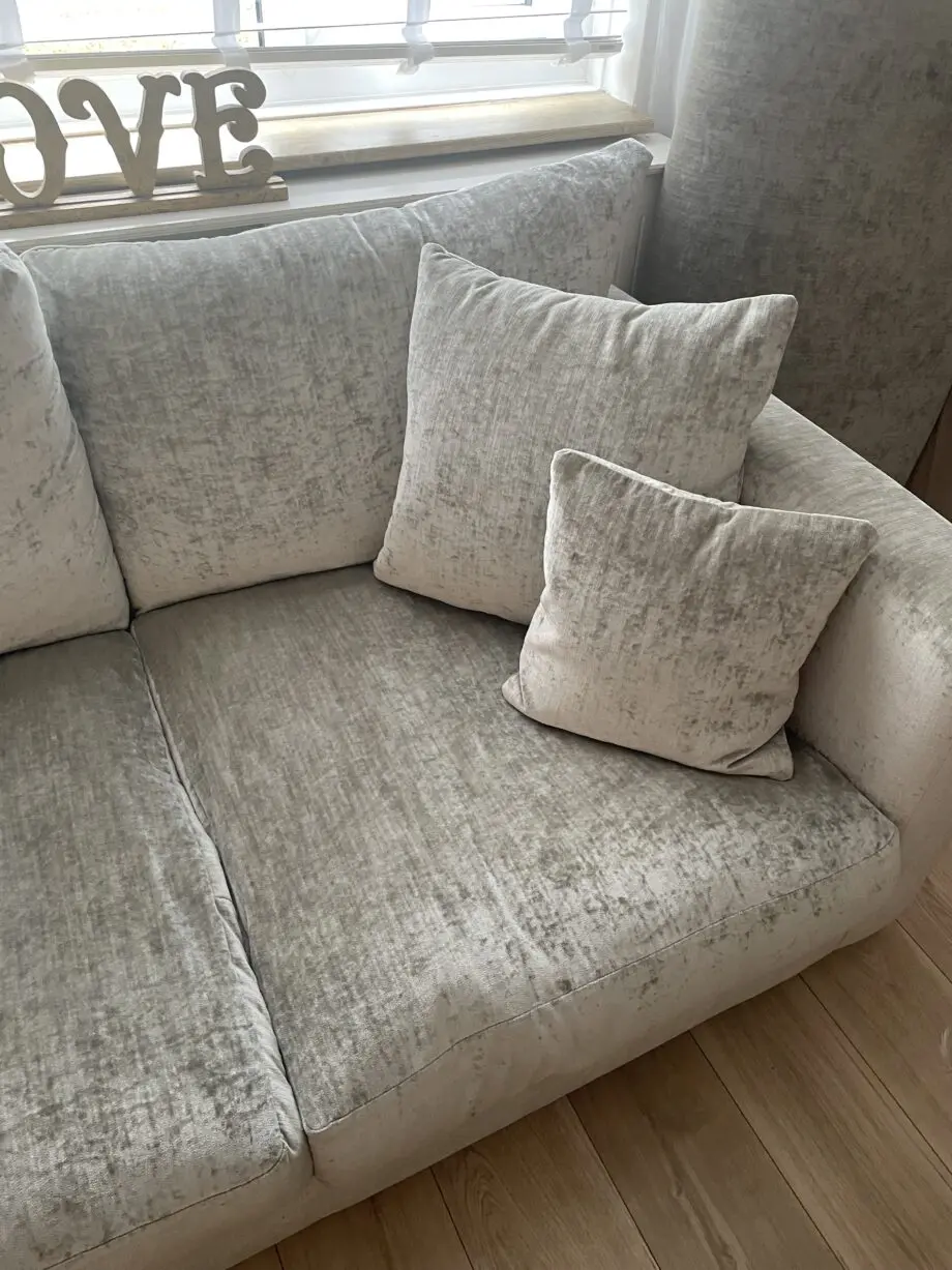 Beautiful velvet grey corner sofa