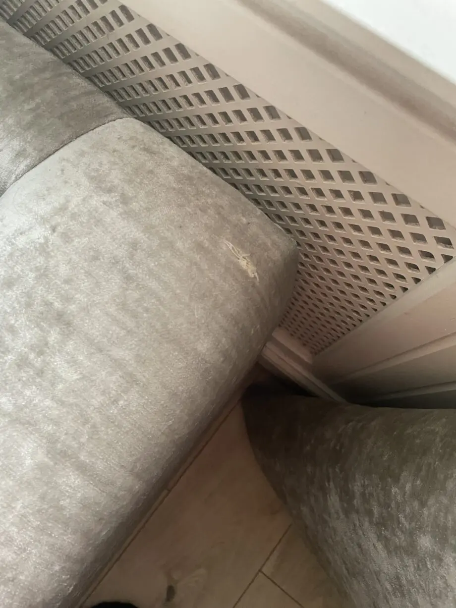 Beautiful velvet grey corner sofa