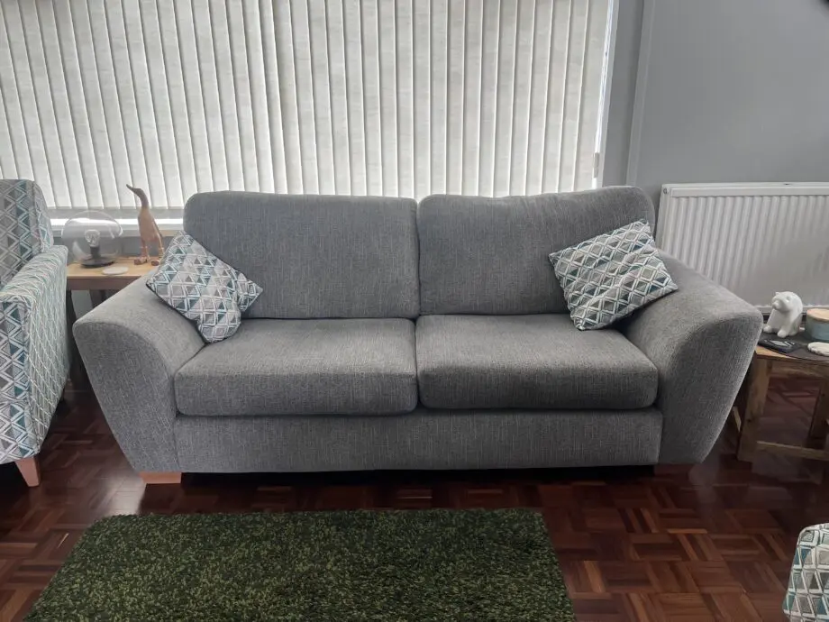SCS grey sofa with matching grey swivel cuddle chair