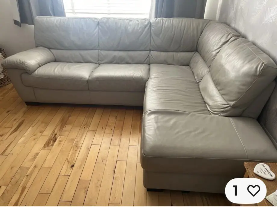 Grey leather corner sofa 4-5 seater