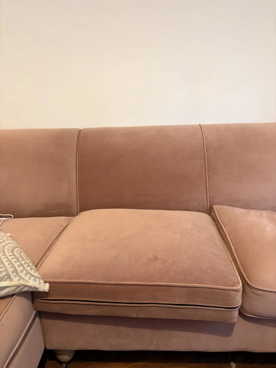 Made Pink Velvet Corner Sofa with Chaise