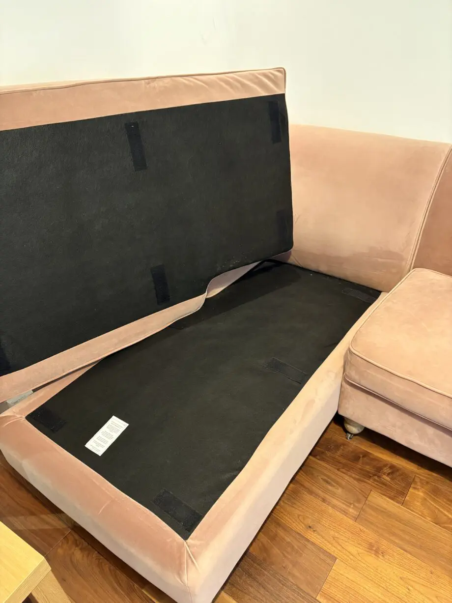 Made Pink Velvet Corner Sofa with Chaise