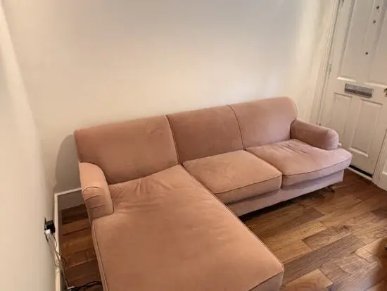 Made Pink Velvet Corner Sofa with Chaise
