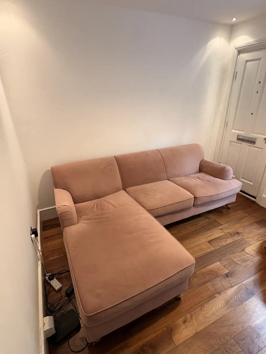Made Pink Velvet Corner Sofa with Chaise
