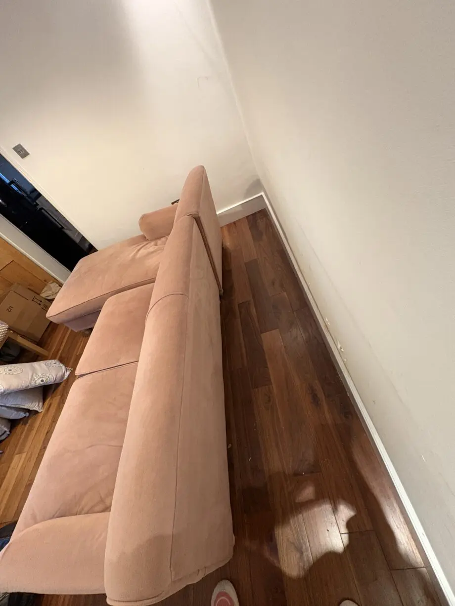 Made Pink Velvet Corner Sofa with Chaise