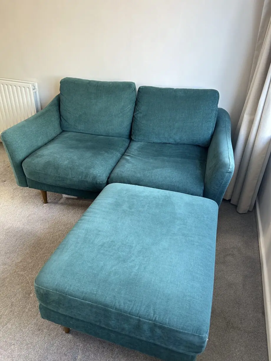 Snug Teal Rebel 2 Seater Sofa and Ottoman