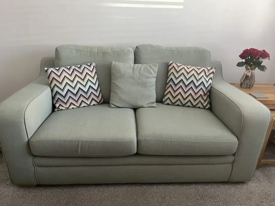 DFS Green sofas and footstool