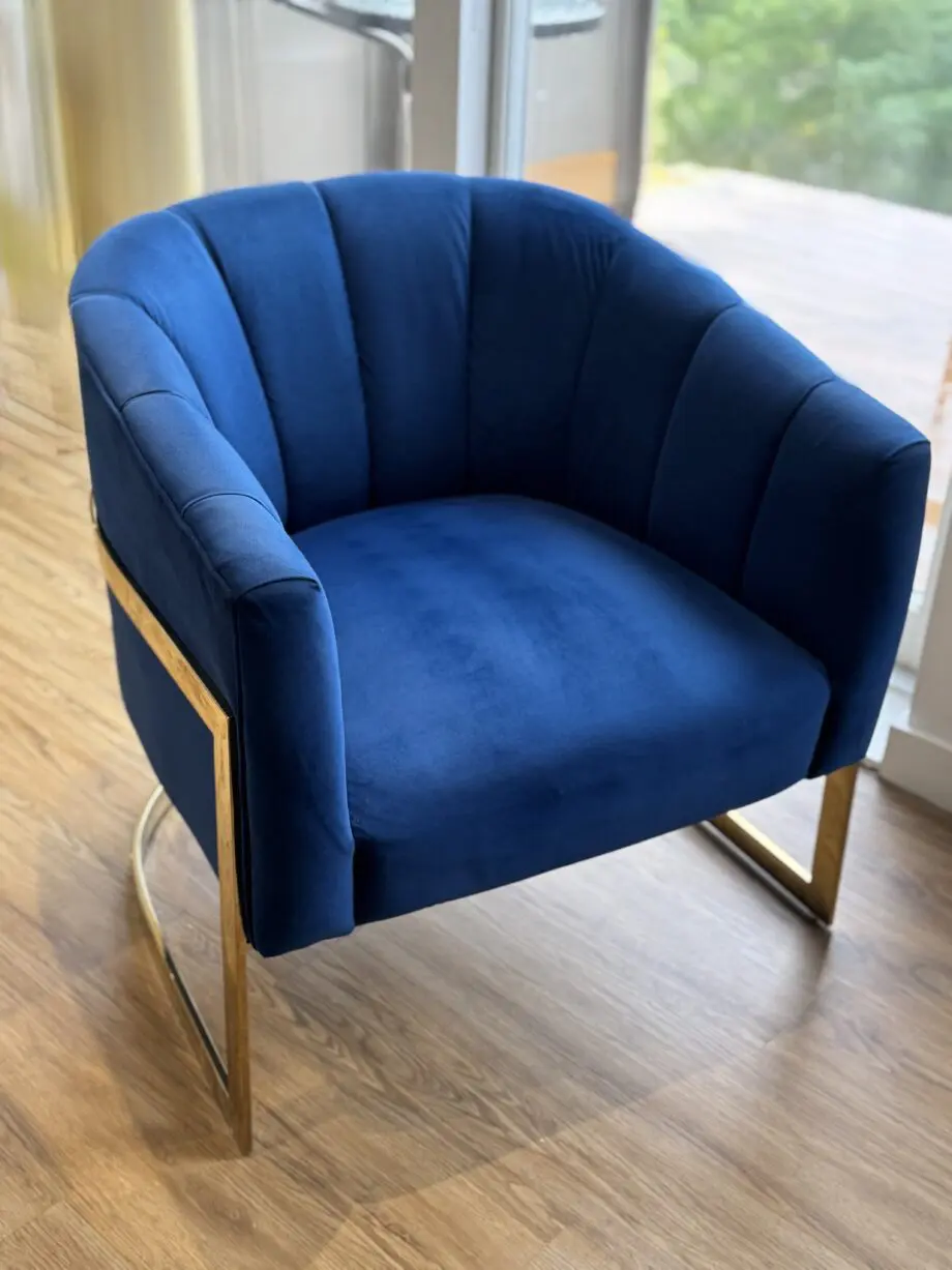 velvet blue sienna accent chair