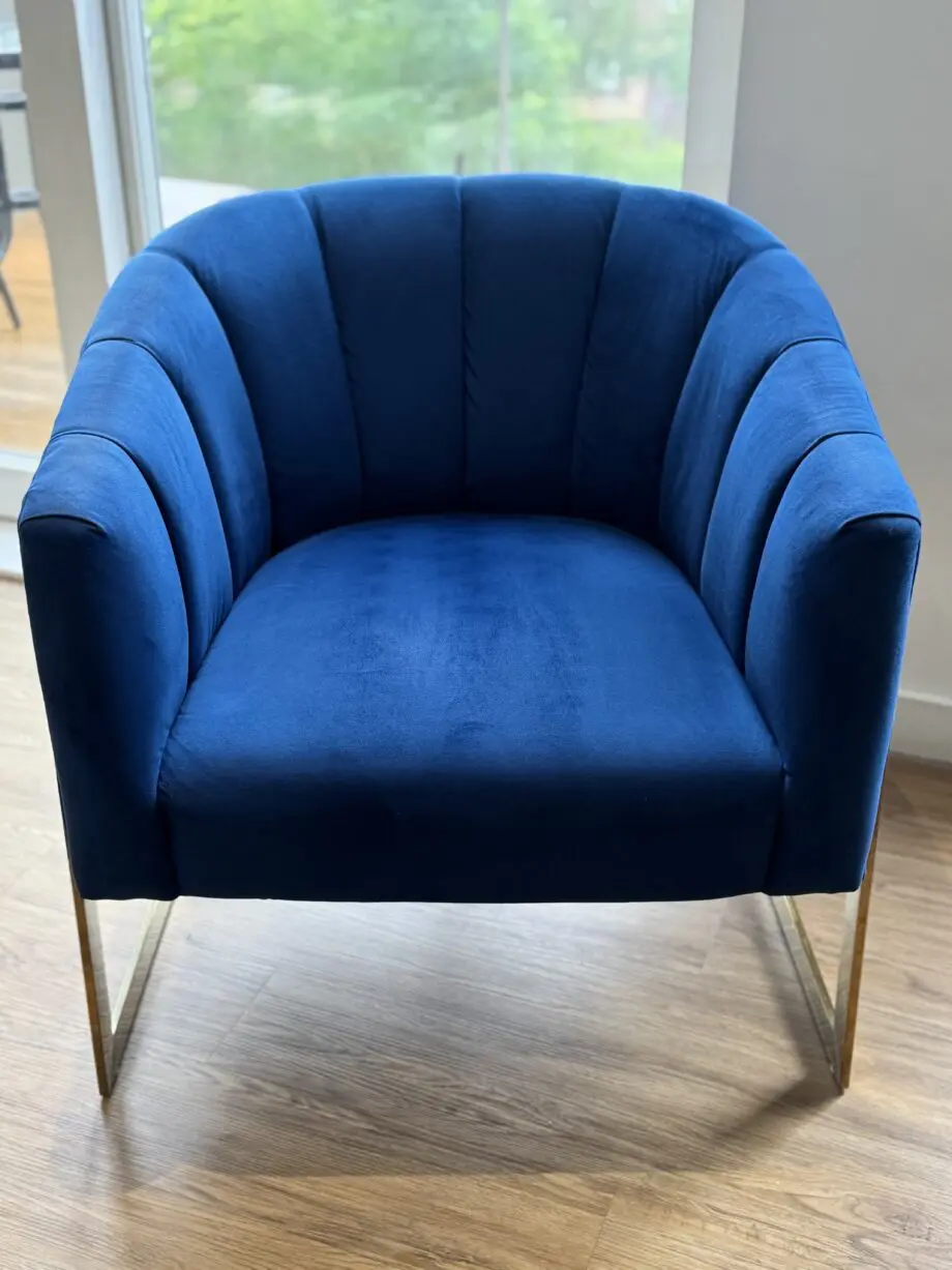 velvet blue sienna accent chair