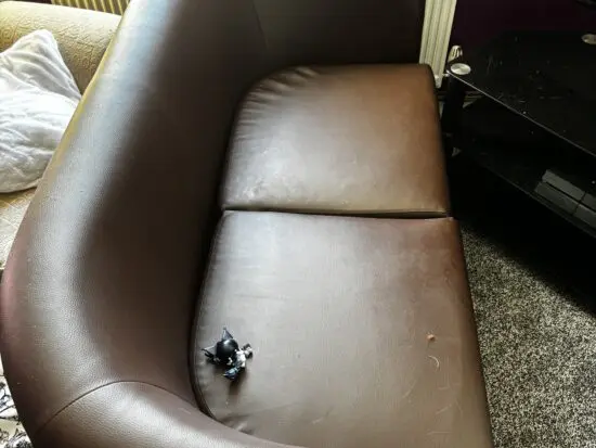 Dark brown leather sofa