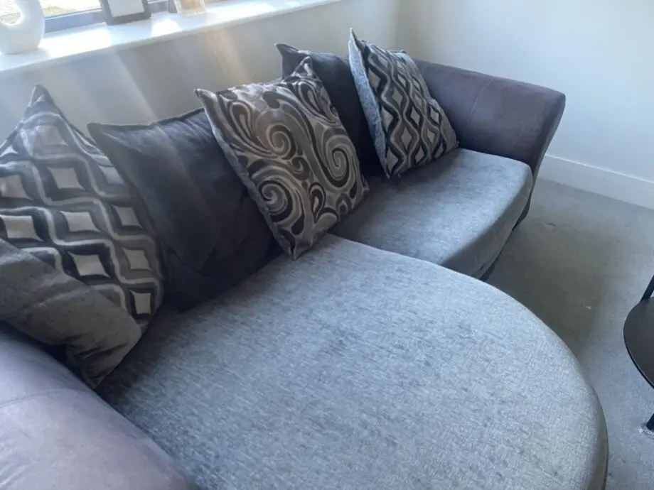Furniture Village grey and black chaise 3 seater sofa