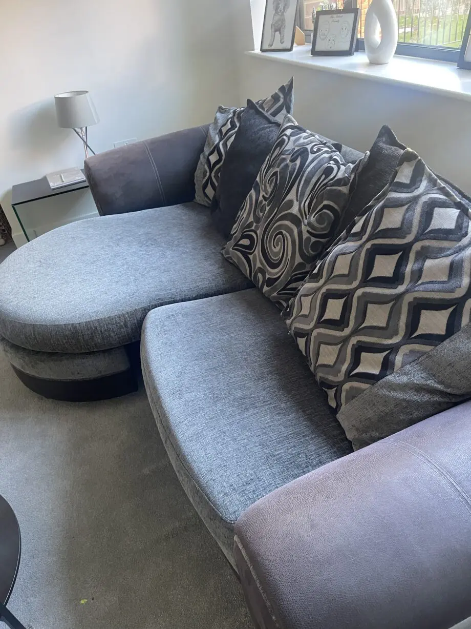 Furniture Village grey and black chaise 3 seater sofa