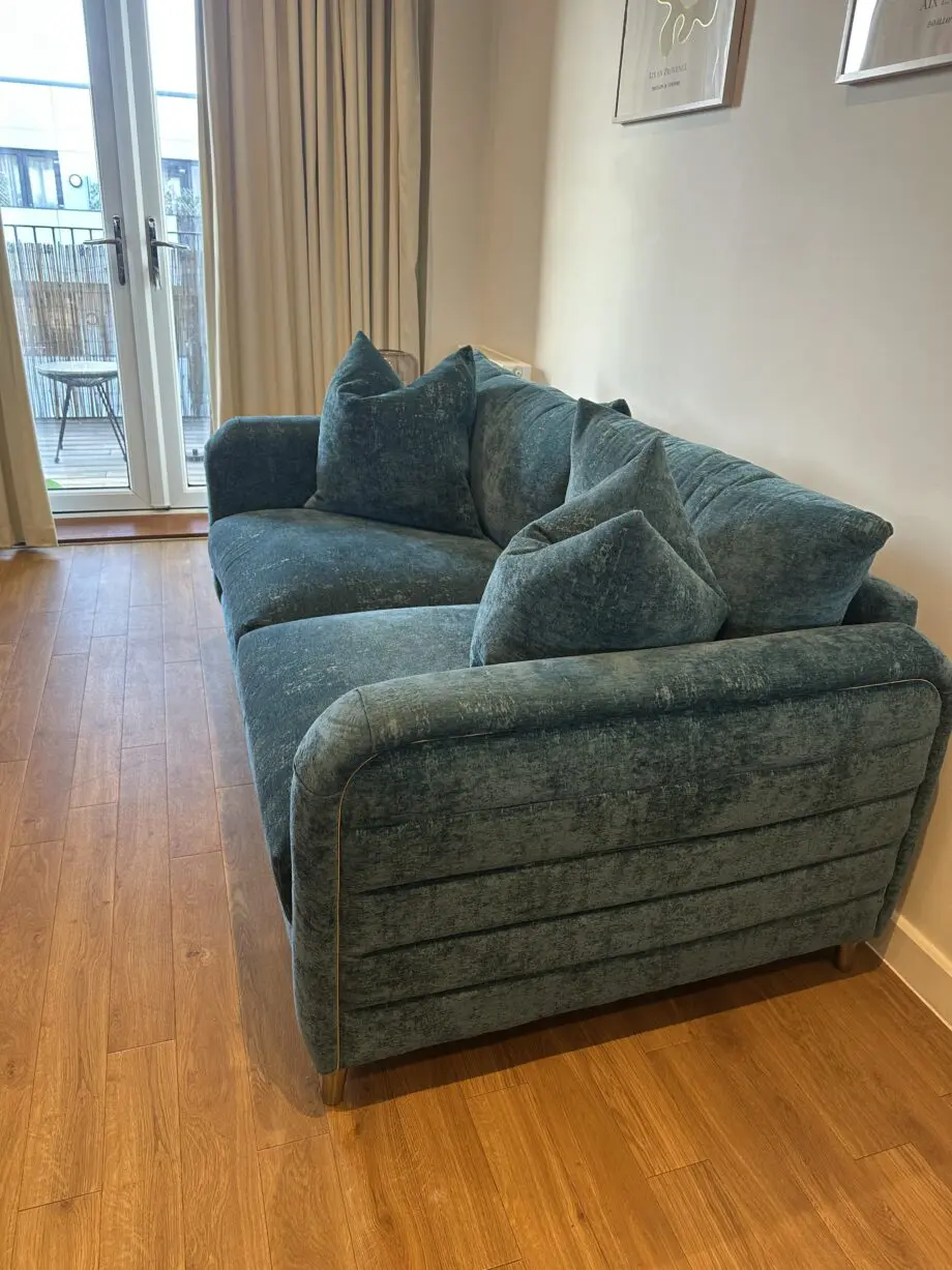 Sofology 3 seater sofa- Teal colour with gold legs