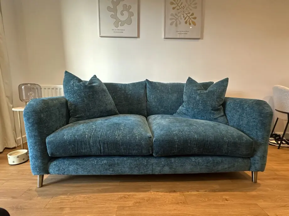 Sofology 3 seater sofa- Teal colour with gold legs