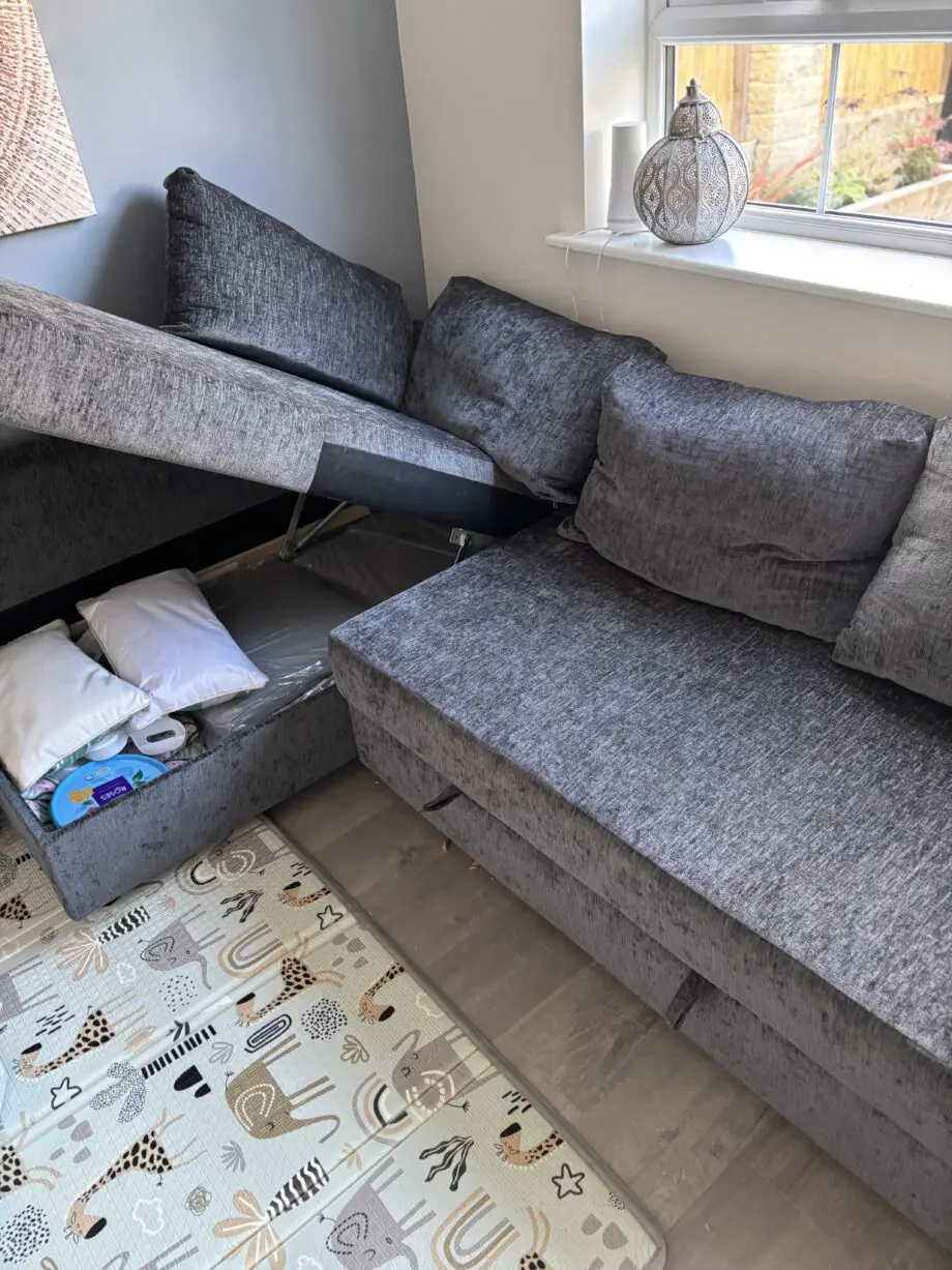 IKEA corner sofa bed with storage