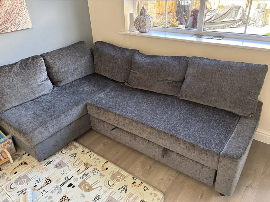 IKEA corner sofa bed with storage