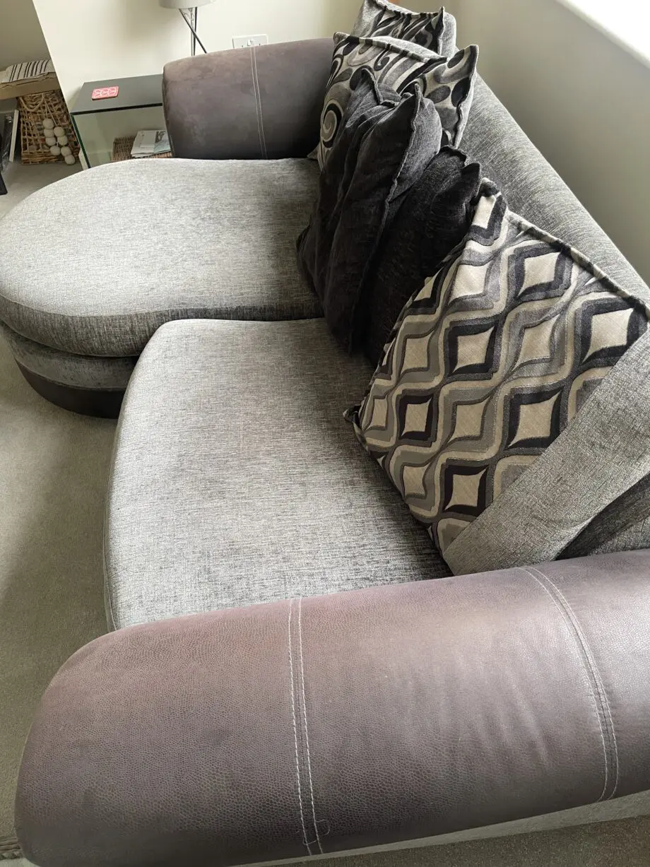 Furniture Village grey and black chaise 3 seater sofa