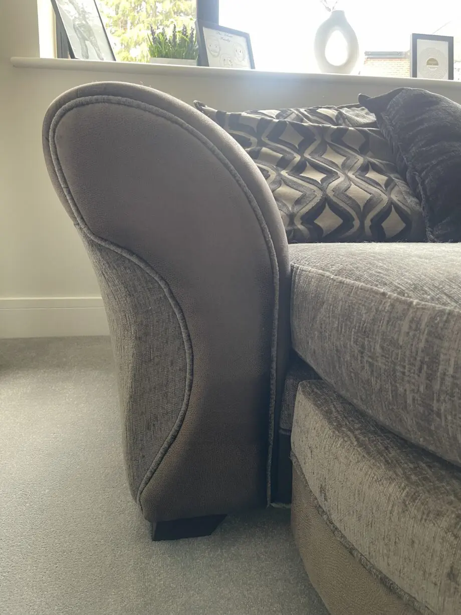 Furniture Village grey and black chaise 3 seater sofa