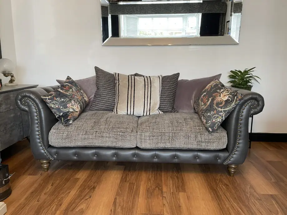 Alexander & James Utopia Pillow Back Sofa Suite Leather & Cloth