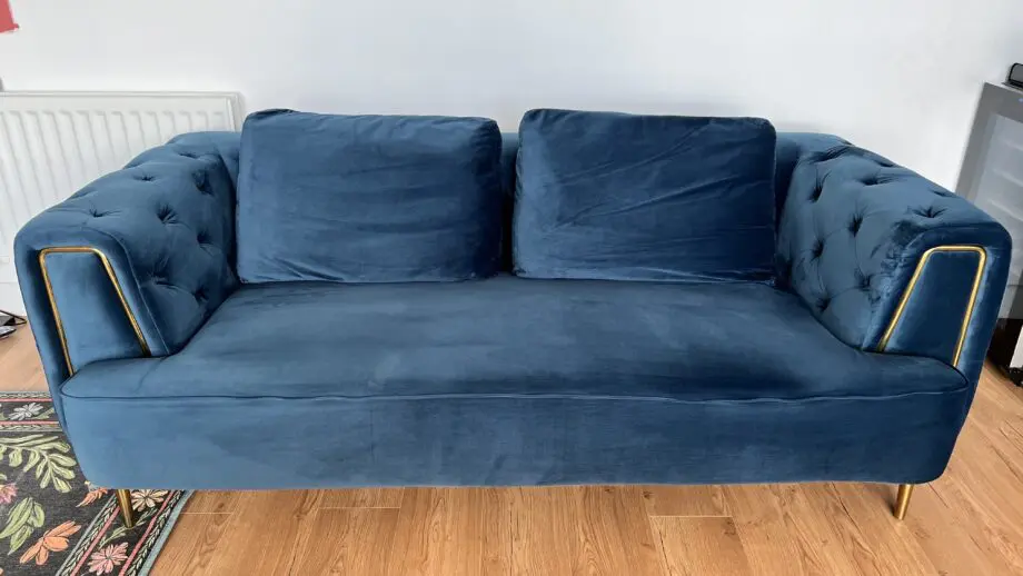 Blue Rubeza 3 Seater Sofa with 2 Footstools