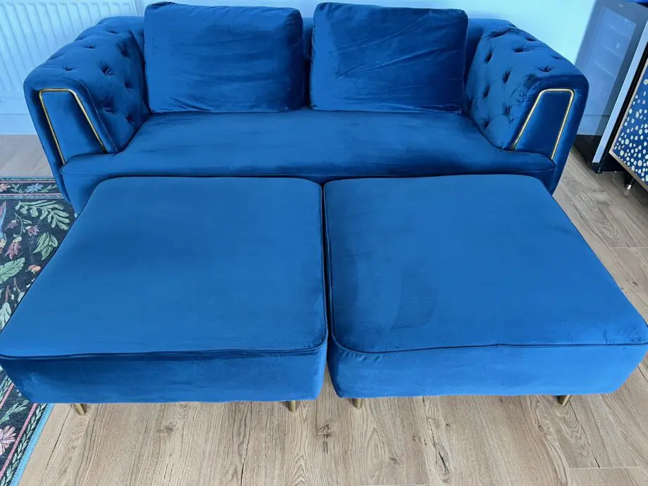 Blue Rubeza 3 Seater Sofa with 2 Footstools