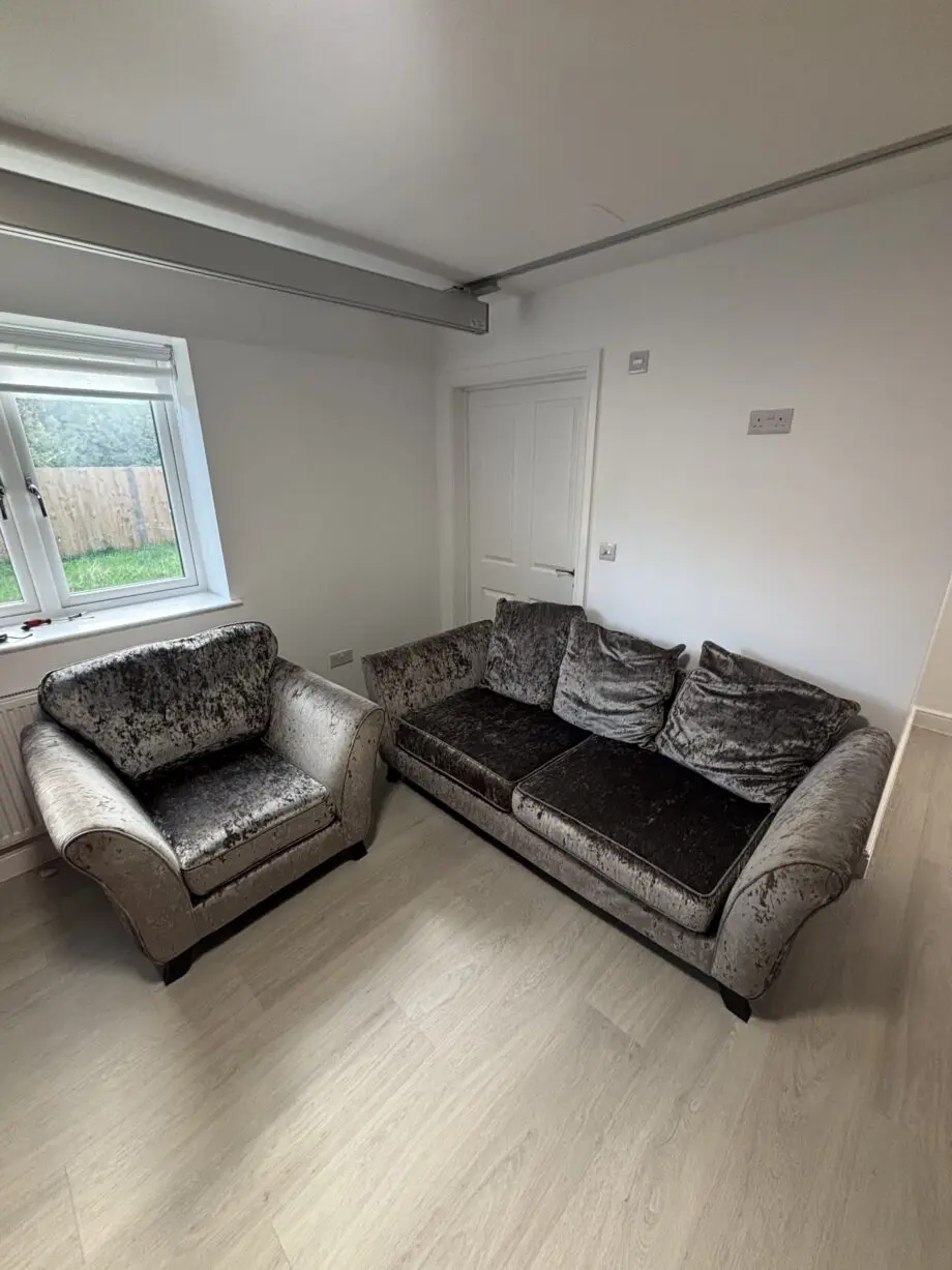STUNNING DFS GREY VELVET SOFA SET