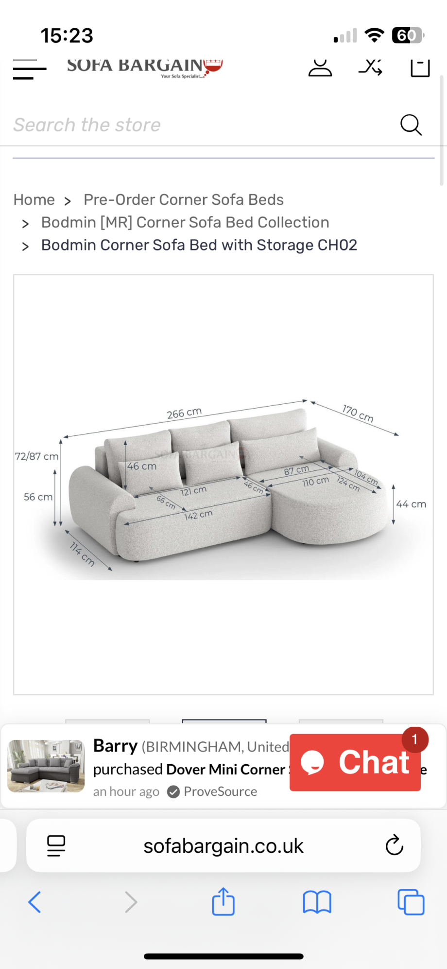 Bodmin corner sofa bed with storage - right hand corner.
