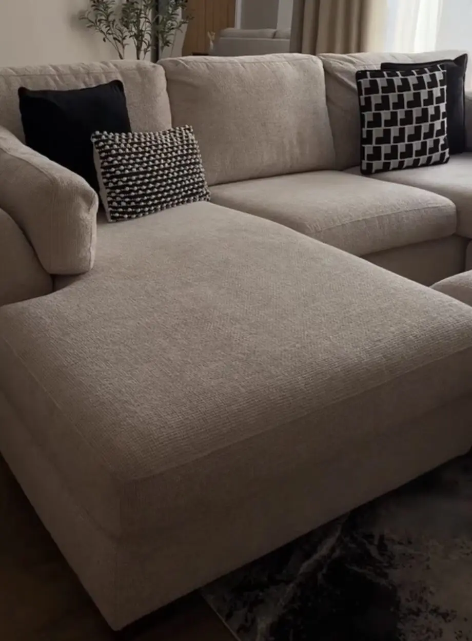 DFS cream double ended chaise sofa