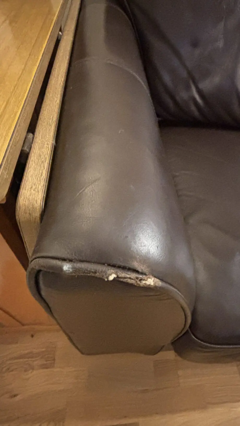 Twin brown real leather sofas